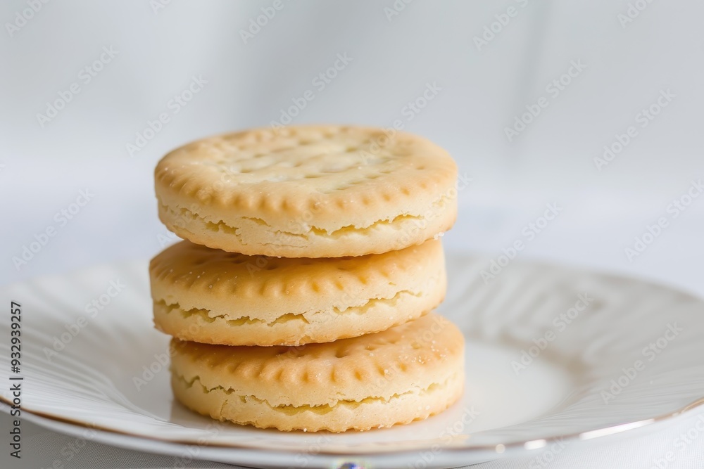 Traditional white biscuits against a white backdrop Traditional white biscuits against a white backdrop
