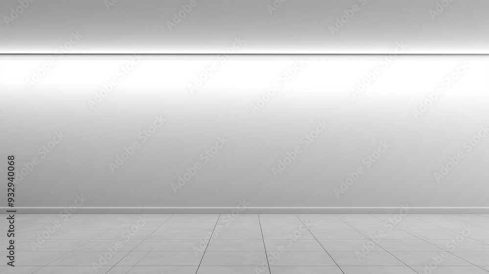 Perspective view of blank light wall with place for poster or banner in a modern office corridor interior. Perspective view of blank light wall with place for poster or banner in a modern office corridor interior.