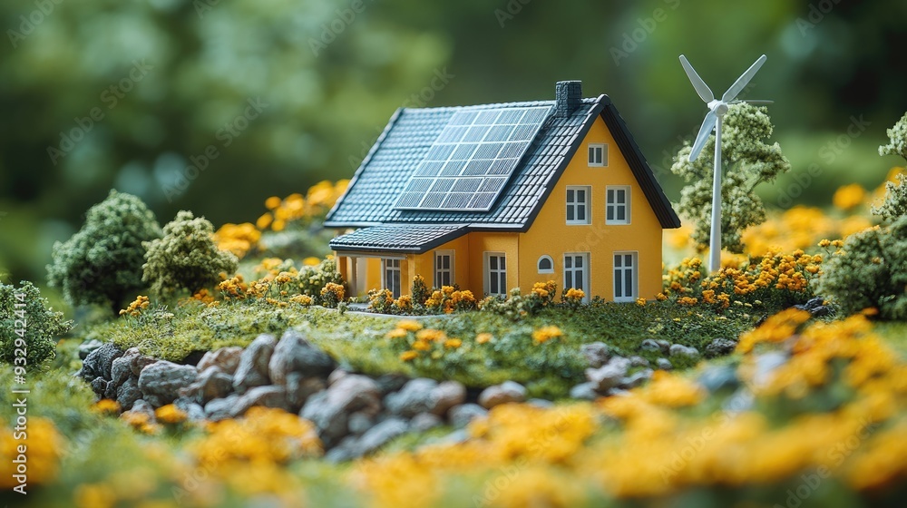 close up of house model with solar system,wind turbine duringschool lesson.jpg close up of house model with solar system,wind turbine duringschool lesson.jpg