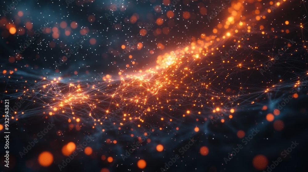 Fototapeta premium Abstract Orange and Blue Glowing Lights Network Background.