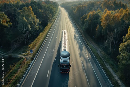 Truck transporting energy to refineries on highway photo