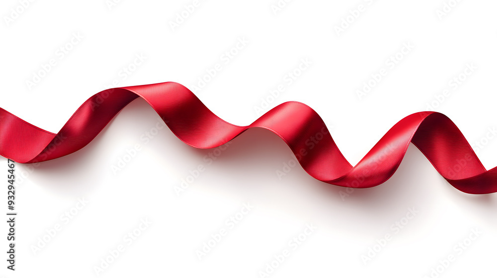 Red ribbon in vector style, curve badge, label, isolated on white background Red ribbon in vector style, curve badge, label, isolated on white background