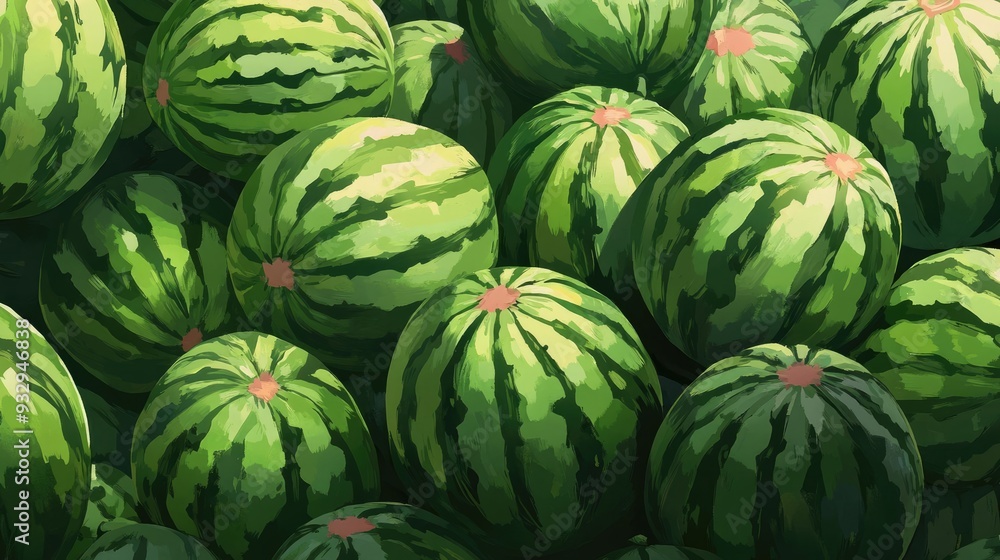 Pattern of Numerous Sweet and Fresh Green Watermelons Pattern of Numerous Sweet and Fresh Green Watermelons