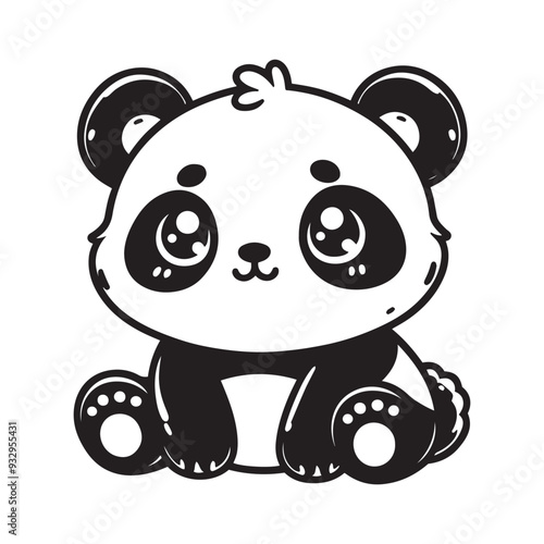 panda Vector illustration of kids coloring book page