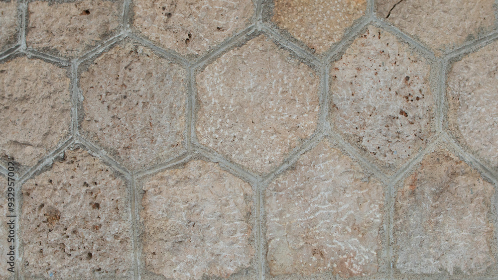 Hexagon-shaped stone wall texture Hexagon-shaped stone wall texture