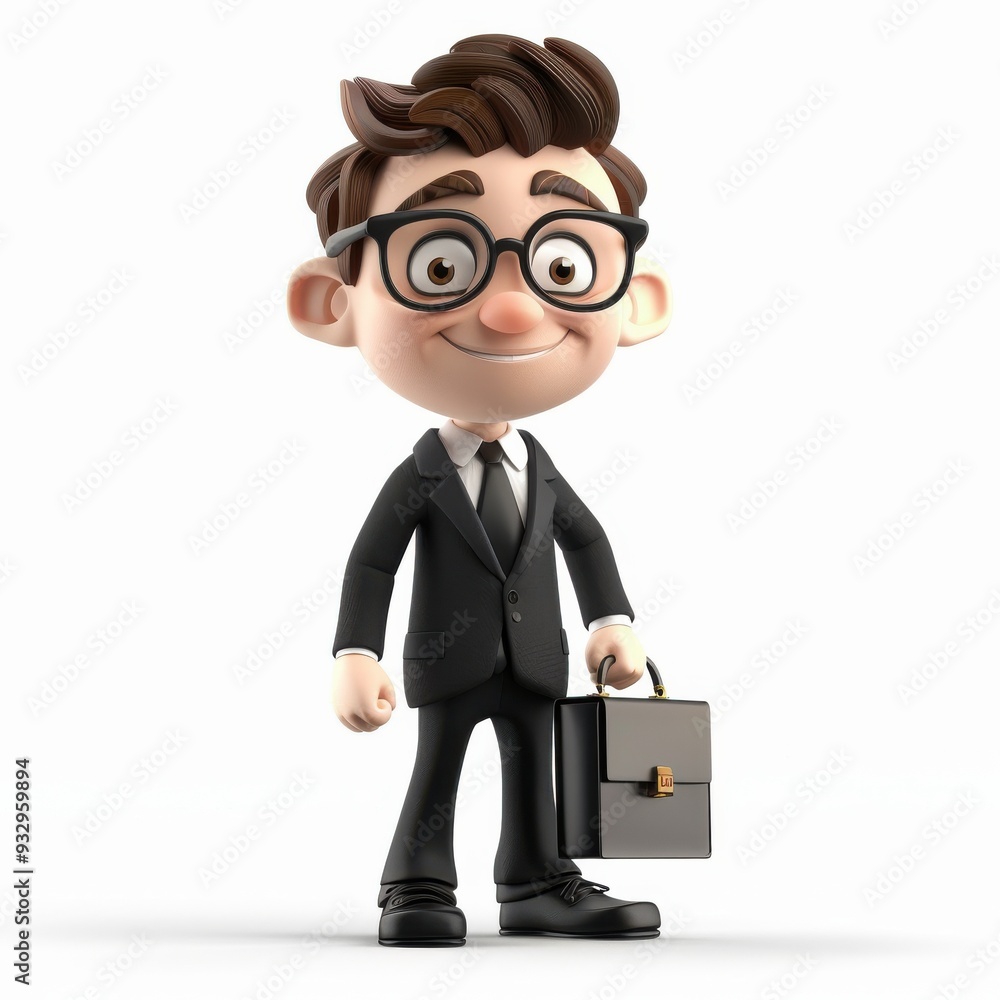 Cartoon Businessman Character Holding Briefcase. Cartoon Businessman Character Holding Briefcase.