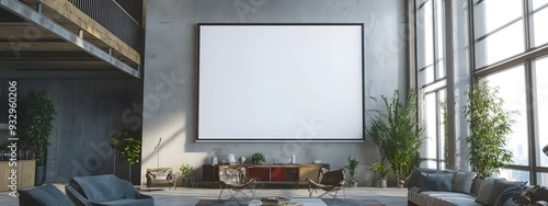 Mockup of Contemporary Loft Style White Frame Background in Urban Stylish Interior