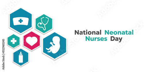 National Neonatal Nurses Day. Great for cards, banners, posters, social media and more. White background.