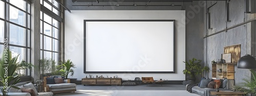 Mockup of Modern Loft Style Background Frame in Contemporary Home Interior