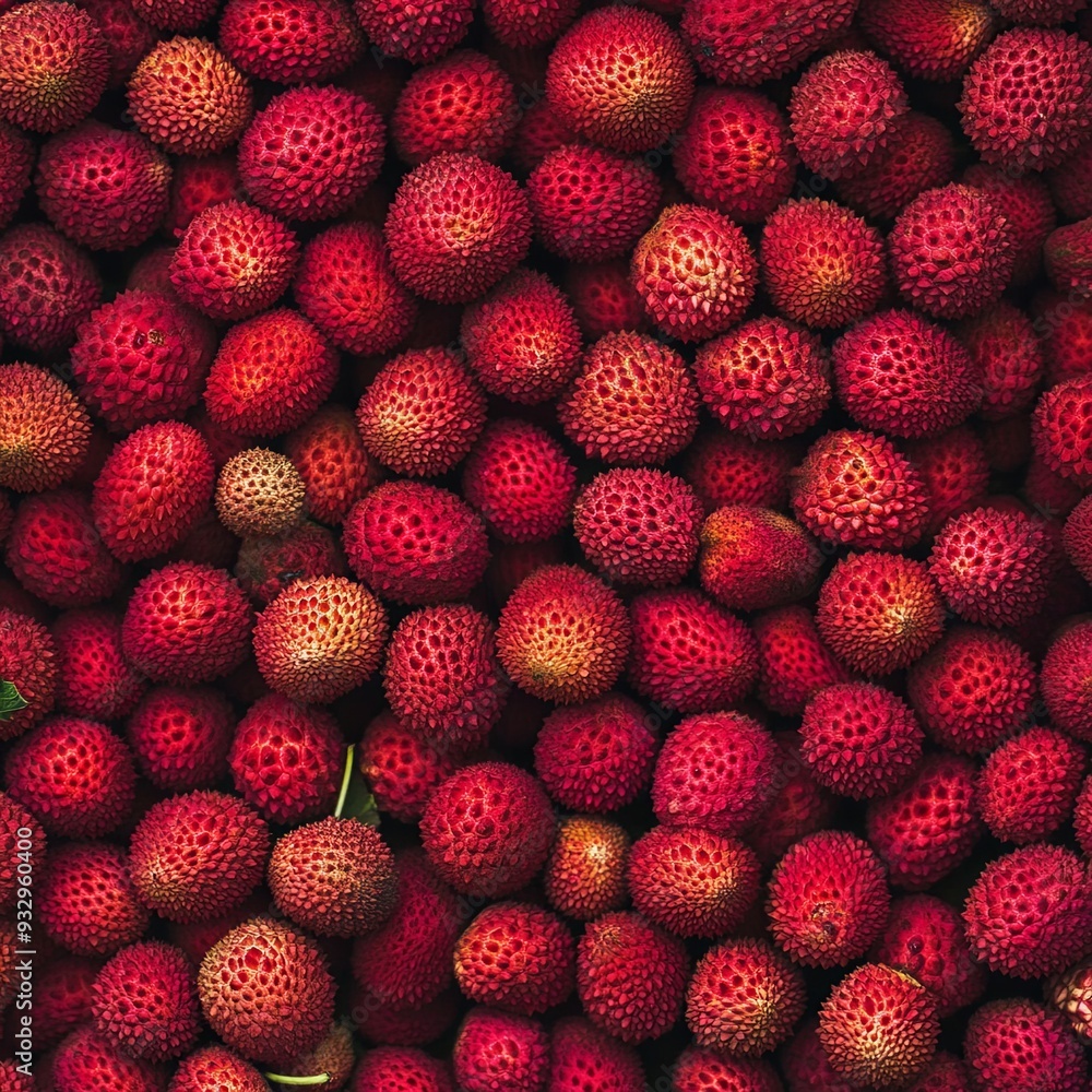many ripe juicy red lychees close up - horizontal food background many ripe juicy red lychees close up - horizontal food background