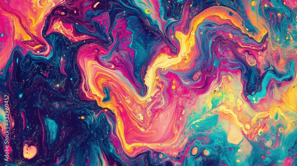 Stunning neon liquid waves in an abstract marble texture. Stunning neon liquid waves in an abstract marble texture.