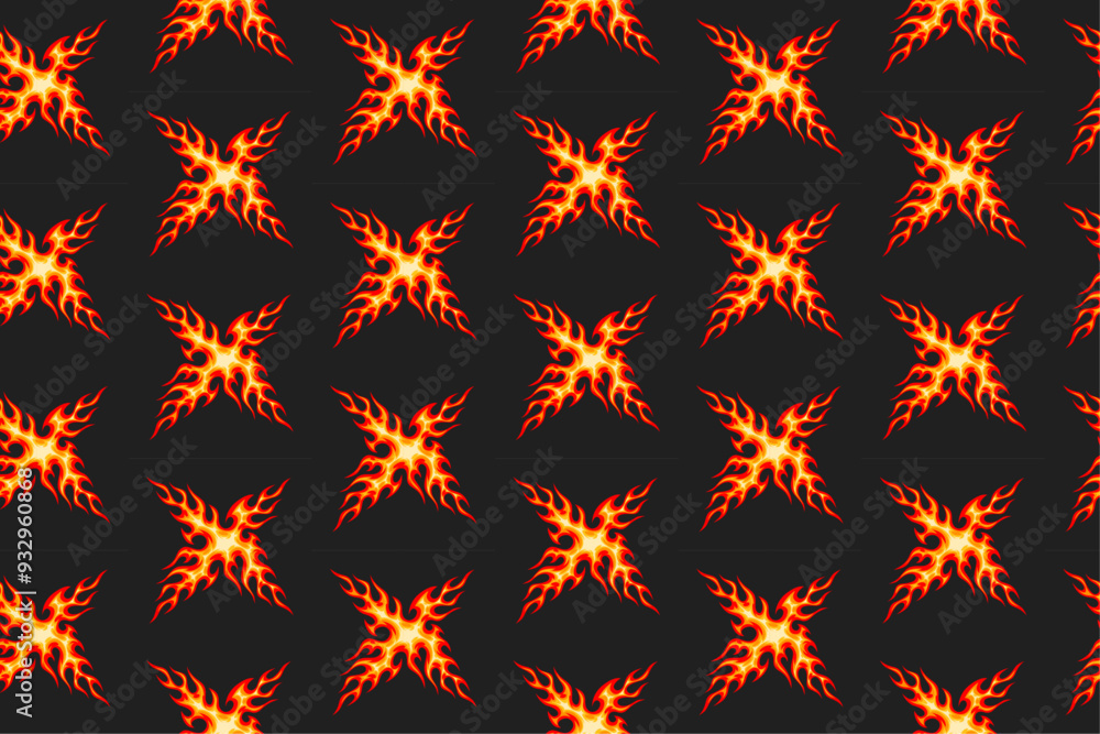 groovy letter x fire seamless pattern for print on textile, wrapping ...