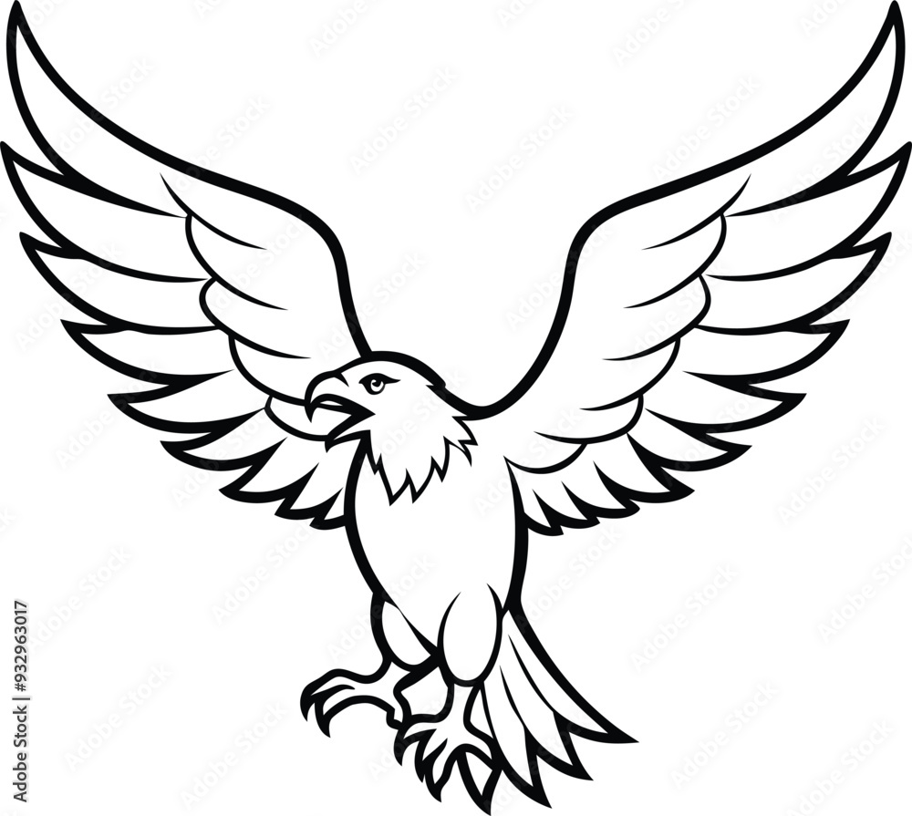 Fototapeta premium Falcon Illustration Outline Art for Children's Coloring Book Activity Page 
