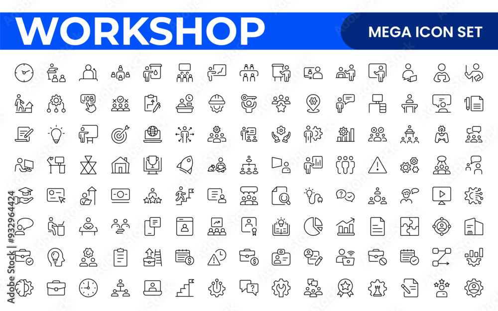 Workshop and Office related outline icon collection. Editable line icon set. Workshop and Office related outline icon collection. Editable line icon set.