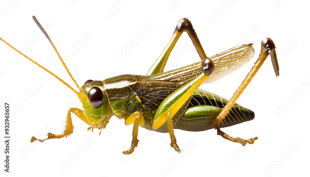 Dangerous Shiny Grass Hopper on a white isolated background. Generative AI. Dangerous Shiny Grass Hopper on a white isolated background. Generative AI.