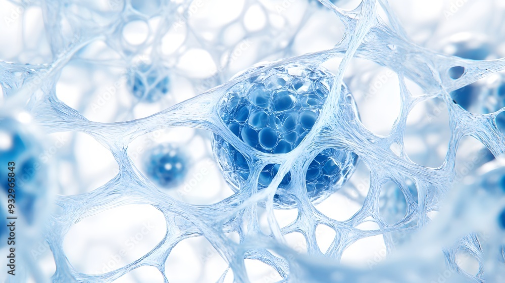 A dense, organic-looking network, lines in various shades of blue connecting spherical, glowing nodes on a matte white background, the lines intertwine and overlap, creating a sense of complexity and A dense, organic-looking network, lines in various shades of blue connecting spherical, glowing nodes on a matte white background, the lines intertwine and overlap, creating a sense of complexity and