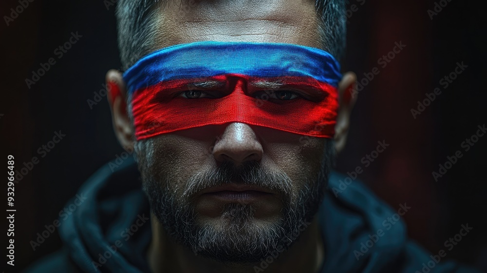 man with russian flag blindfold on black background russian propagandclosed people eyes concept.jpg man with russian flag blindfold on black background russian propagandclosed people eyes concept.jpg