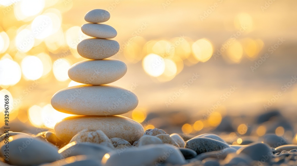 Obraz premium Zen Stones at Golden Hour