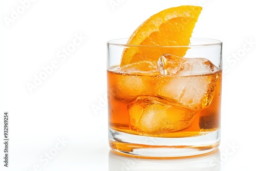 Vintage cocktail drink, an old-fashioned style, isolated on a clean white background for emphasis 