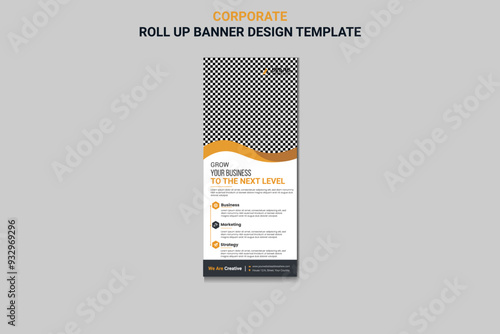 Corporate Roll up banner design template, vertical, abstract background, pull up design, modern x-banner, rectangle size.