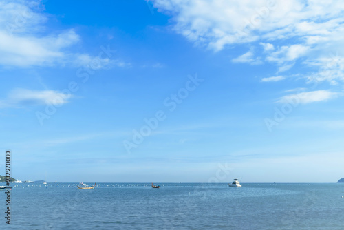 Cloudy Blue sky at sunset. Gradient color. Sky texture, abstract nature background in Patong Phuket Thailand