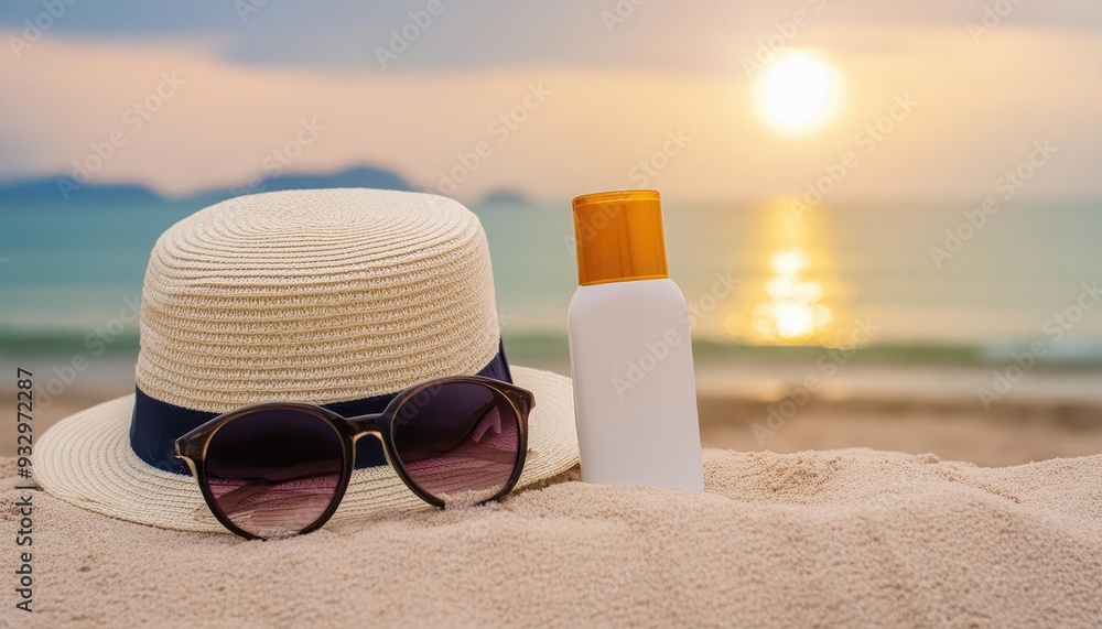 4K Summer Theme Sunglasses, Sunscreen, Sunscreen and Hat
