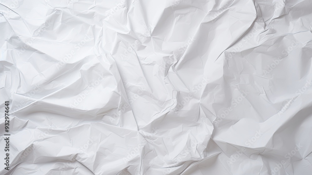 Crumpled white paper texture abstract background with copy space for text