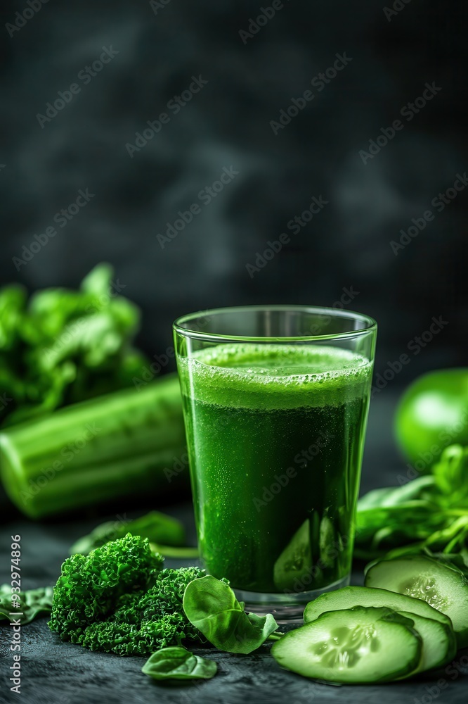 A refreshing green smoothie made from fresh vegetables like cucumber and broccoli, ideal for a healthy lifestyle. A refreshing green smoothie made from fresh vegetables like cucumber and broccoli, ideal for a healthy lifestyle.