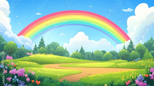 Natural beauty with bright rainbows and spring views