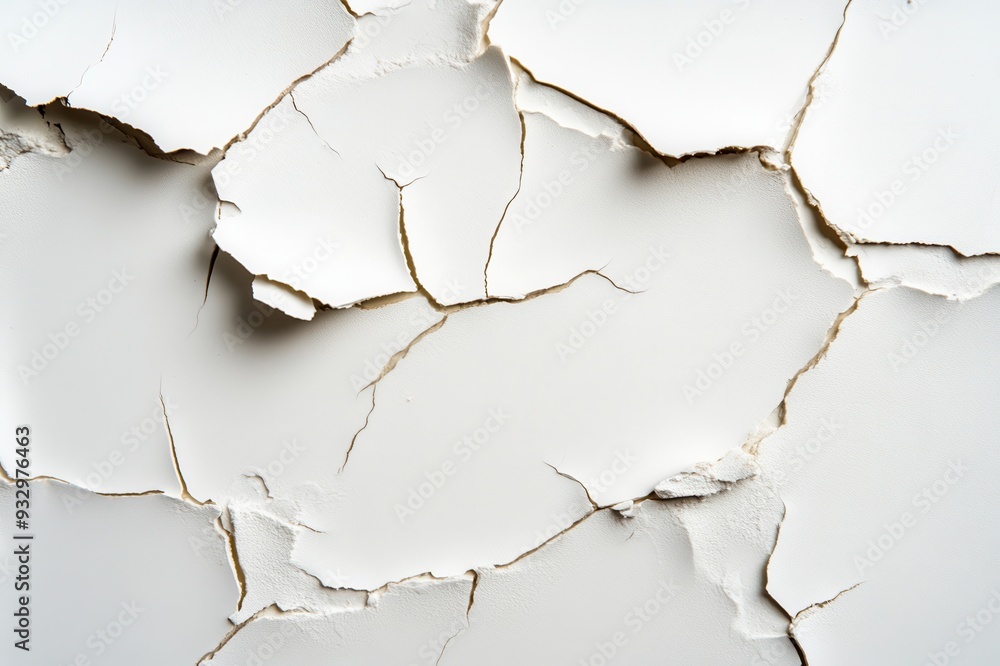 Close-up of a cracked, peeling wall surface, showcasing intricate details and textures of aging paint. Close-up of a cracked, peeling wall surface, showcasing intricate details and textures of aging paint.
