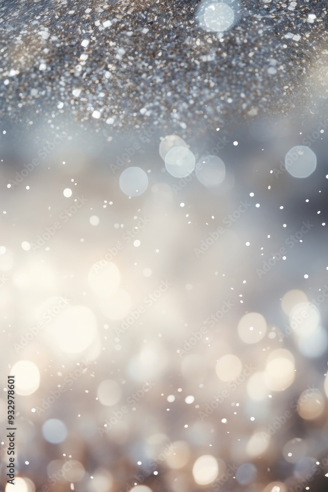Obraz premium Glitter vintage lights silver and white de-focused abstract banner background