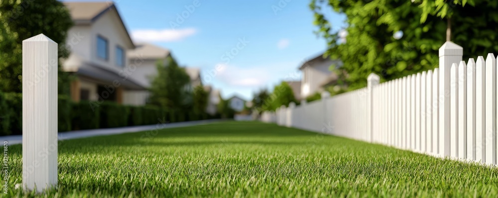 Fototapeta premium Suburban street view, virtual real estate shopping, 3D illustration