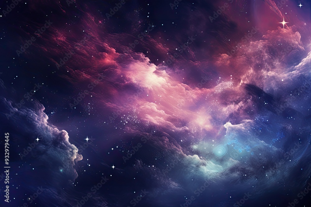 Fototapeta premium Nebula and galaxies in space abstract cosmos background