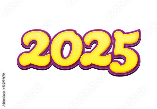 2025 Happy New Year 3D PNG 