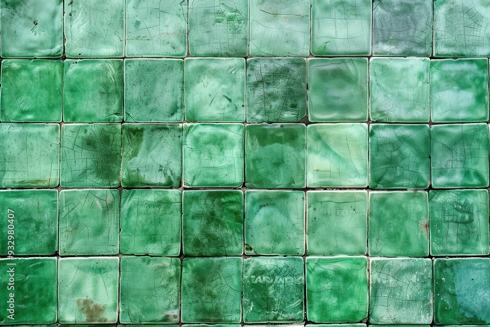 Green Tile. Wall Texture for Kitchen or Bathroom. Retro Green and White Tiled Background Green Tile. Wall Texture for Kitchen or Bathroom. Retro Green and White Tiled Background