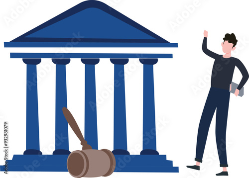 The boy stands outside the court.