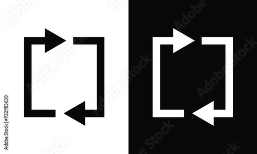 Recycle symbols for packaging products. Universal recycling and packing signs, isolated with white and black background.