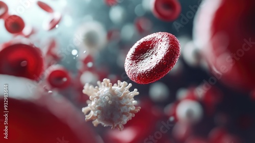 High-Resolution Close-Up of Blood Cells, Leukocytes, and Erythrocytes photo