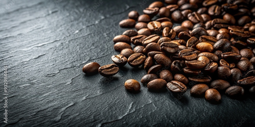 Moody Dark Tones High Contrast Coffee Beans Scattered On Black Granite Surface Dramatic Shadows Luxurious Minimalist Style Morning Routine Essence Moody Dark Tones High Contrast Coffee Beans Scattered On Black Granite Surface Dramatic Shadows Luxurious Minimalist Style Morning Routine Essence
