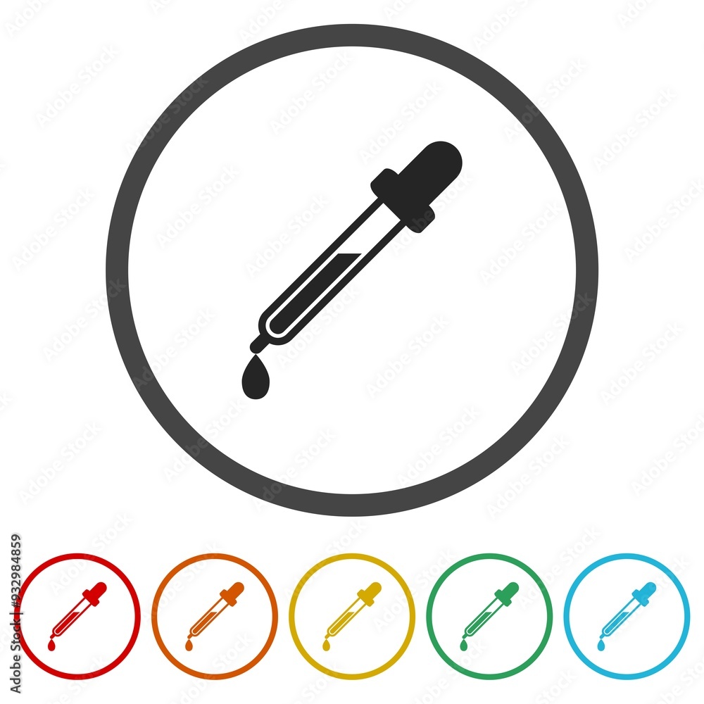 Dropper icon. Set icons in color circle buttons Dropper icon. Set icons in color circle buttons