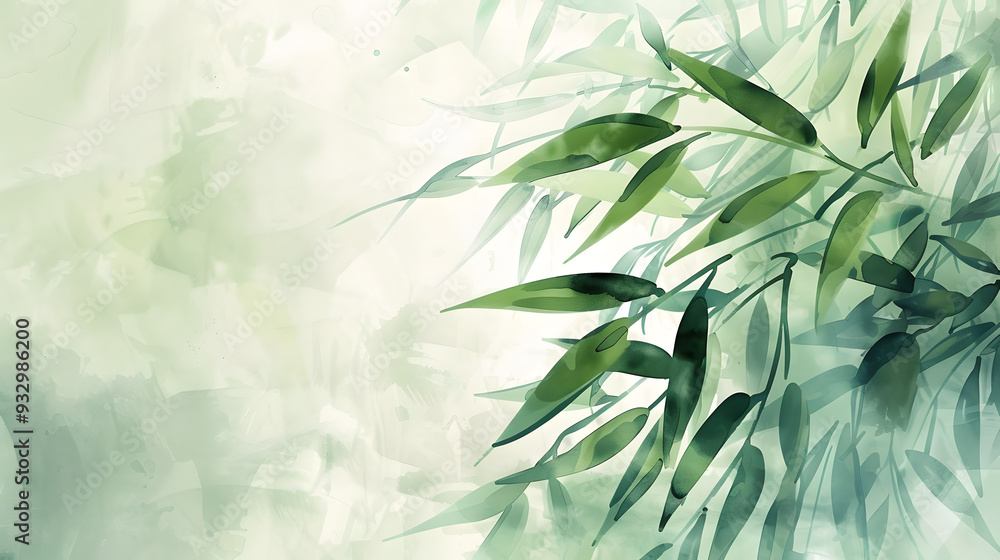 Bamboo Leaf watercolor style Bamboo Leaf watercolor style