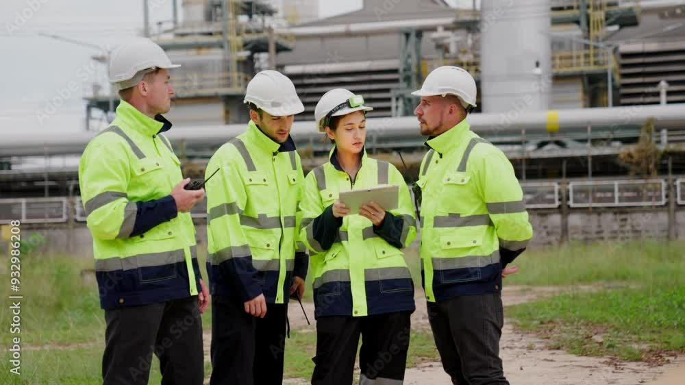 Team of engineers working at oil refinery in factory With readiness to start a new day in the oil industry Team of engineers working at oil refinery in factory With readiness to start a new day in the oil industry
