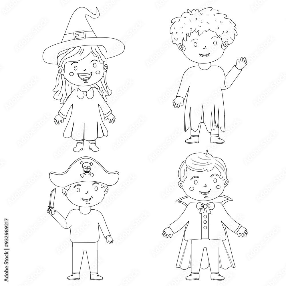 halloween costumes of kids colouring page halloween costumes of kids colouring page