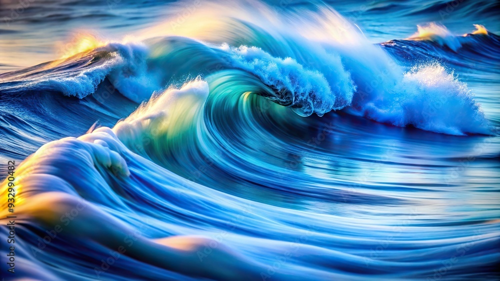 Vibrant Ultramarine abstract compositions of swirling ocean waves, blurred motion, and creamy foam, captured in high-speed, high-key, with intentional camera movement, conveying dynamic energy. Vibrant Ultramarine abstract compositions of swirling ocean waves, blurred motion, and creamy foam, captured in high-speed, high-key, with intentional camera movement, conveying dynamic energy.