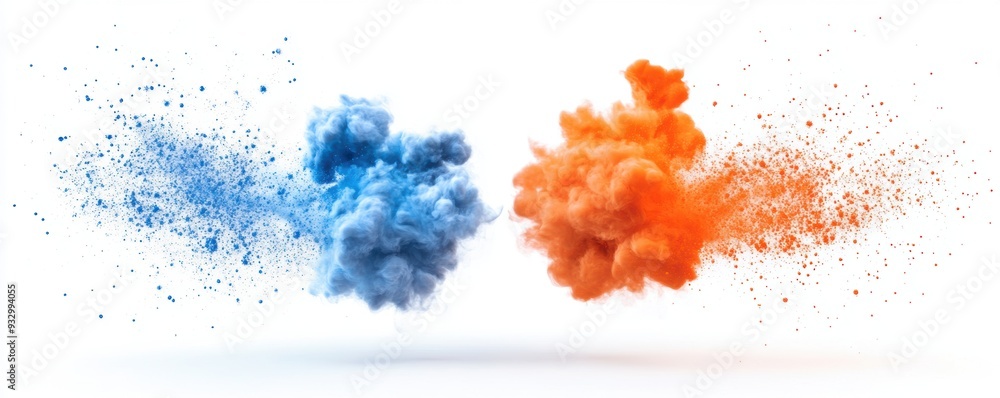 chemical reaction explosion, showcasing dynamic science with bright orange and blue colors chemical reaction explosion, showcasing dynamic science with bright orange and blue colors