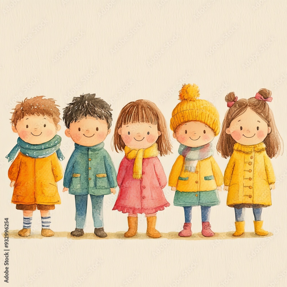 Joyful Gathering of Diverse Children in Spring Joyful Gathering of Diverse Children in Spring