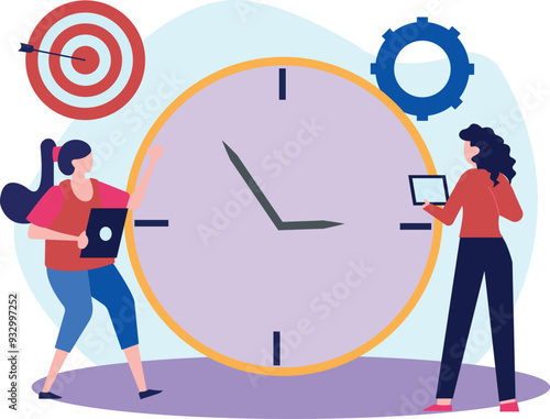 The girls are looking at the time clock.