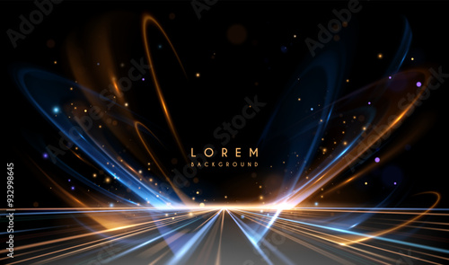 Abstract blue and gold motion light effect