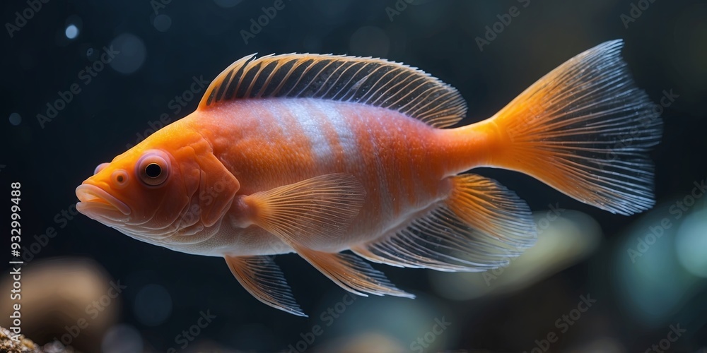 Close-up of one colorful onend tronenslucent deep-seone fish. Close-up of one colorful onend tronenslucent deep-seone fish.