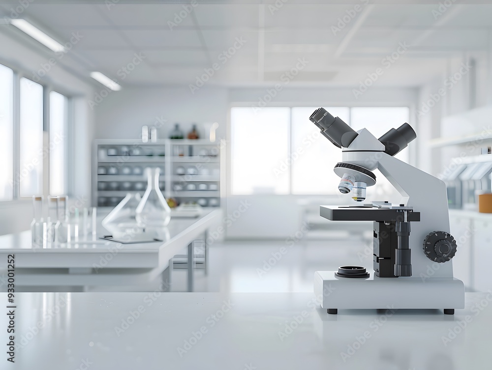 A modern laboratory with microscope on the table A modern laboratory with microscope on the table